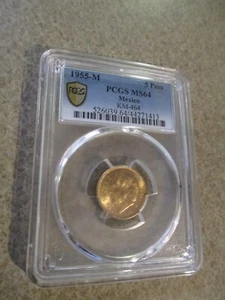 1955 Mexico Gold Five Pesos PCGS MS64 - Picture 1 of 4