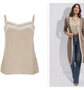 Cabi All Purpose Cami #6107 Beige w ivory  Size M Genteel Long Cardian - Picture 1 of 7