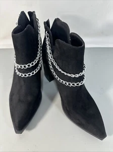 PiePieBuy Damen-Stiefeletten schwarz spitz zulaufend mit gestapeltem klobigem Absatz Größe 8 - Bild 1 von 7