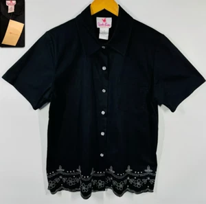 Neu mit Etikett! QUACKER FACTORY SCHWARZ STRASS BLUMEN PERLEN CAMP SHIRT JACKE TOP 2X A+ - Bild 1 von 11