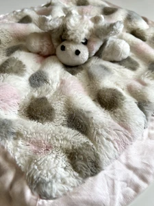 Little Giraffe Pink Polka Dot Cow Mink Soft Plush Baby Security Blanket Toy, - Picture 1 of 3