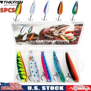THKFISH 5PCS Fishing Lures Metal Spinner Baits Bass Tackle Crankbait Trout Spoon - Picture 1 of 17