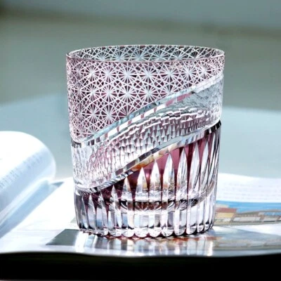 JINZHI Hand Blown Solid Old Fashioned Cocktail Whiskey Glasses Purple Colored Drinking