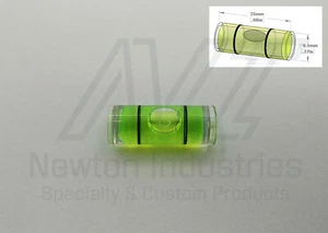 5pcs Acrylic Ø9.5x25mm Bubble Spirit Level Vial YlwGreen Sens: 34'/2mm 9.89mm/m - Picture 1 of 1