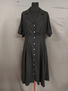 HALSTON black linen midi dress size 16 - Picture 1 of 4
