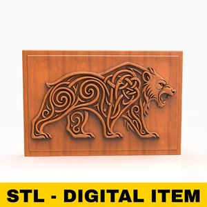 Celtic Bear Tribal Relief STL File 3D Model for CNC Laser Engraving 3D Printing - Picture 1 of 7
