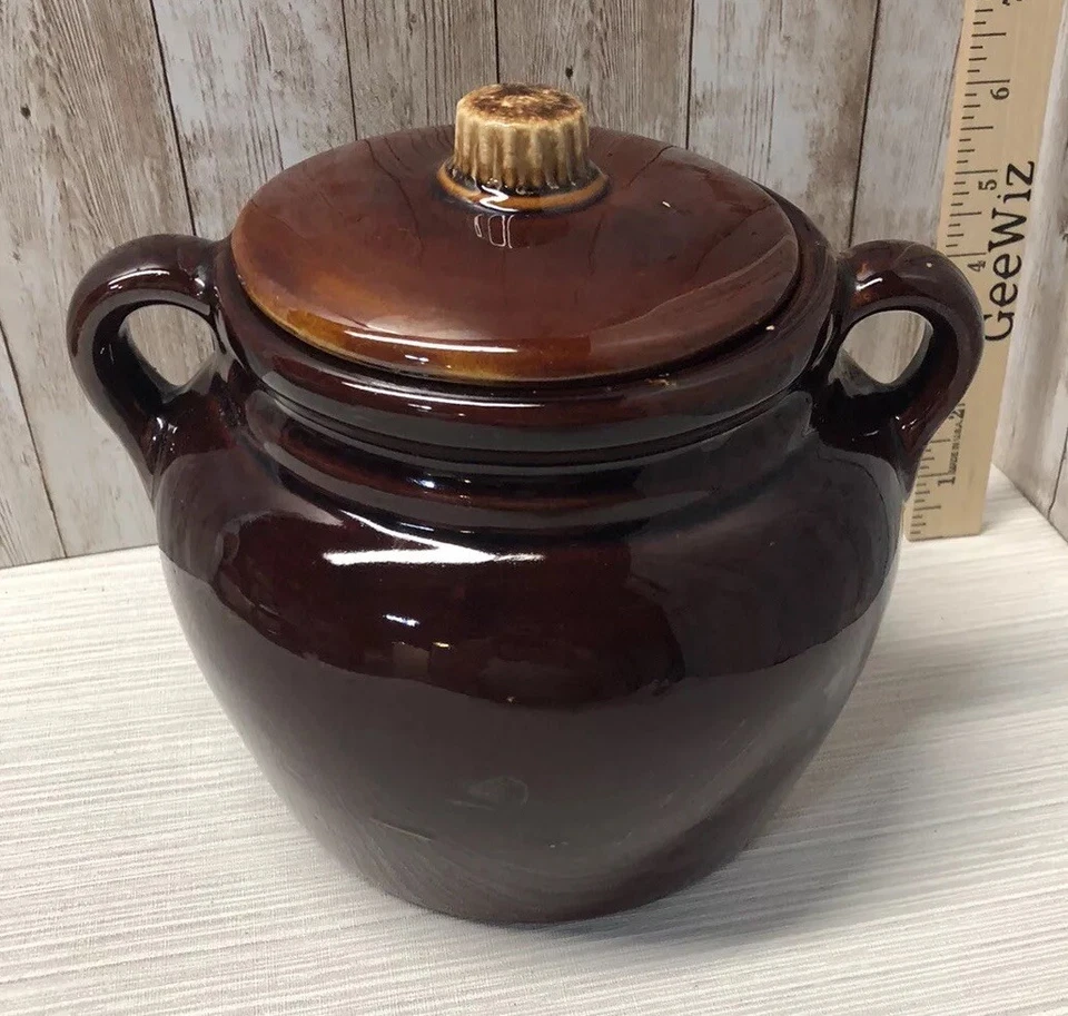 Bote de galletas vintage años 70 marrón hecho en cerámica de EE. UU. Envío gratis Foto 1 de 4