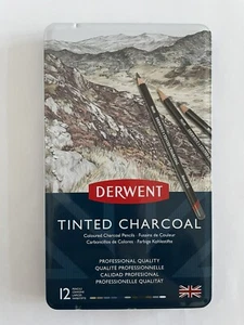 Derwent Tinted Charcoal Pencils 12 Tin - Picture 1 of 1