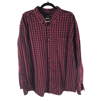Basic Editions Mens Shirt Modern Fit Heavy Cotton Plaid Red Black 3XLT - Image 1 of 3