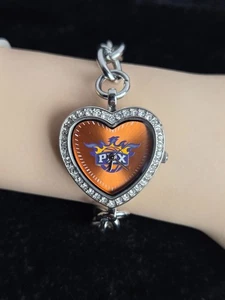 Phoenix Suns Heart Bracelet Watch With Crystal Accents & Stainless Steel Chain - Picture 1 of 10