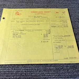 Vtg 1950 Chevrolet Auto Dealer Sales Receipt Car Dealership Invoice - Picture 1 of 2