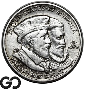 1924 Huguenot Commemorative Half Dollar - Picture 1 of 3