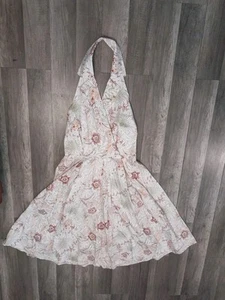 Vint. Amanda Smith Größe 8 Blumen Neckholder Kleid Flapper-Stil Perlenausschnitt. B59 - Bild 1 von 7