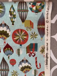 Moda BASIC GREY Quilt Fabric CHRISTMAS Ornaments 1 yd Aspen Frost - Picture 1 of 2