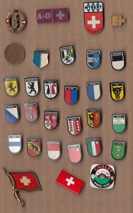 Vintage Switzerland pin badges Job Lot Flag Coat of Arms Cantons Basel Zug Bern - Picture 1 of 1