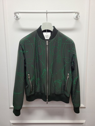 HERMÈS Giubbotto Bomber Verde Multi Firma 54