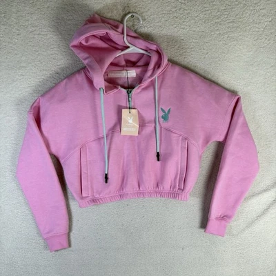 NUEVA Sudadera con Capucha Playboy X Missguided Para Mujer Talla 4 Talla Grande Corta Foto 1 de 4