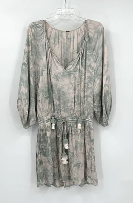 YOUNG FABULOUS BROKE YFB dress drop waist blouson puff sleeve tie dye boho LARGE - Image 1 of 4