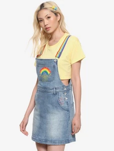 Hot Topic SpongeBob Schwammkopf Rockalls Overall Kleid Jeansrock Regenbogen 2X - Bild 1 von 7