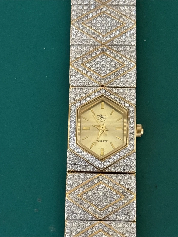 Reloj Suzanne Somers Bling Mujer 19mm Cristal Tono Dorado Esfera Batería Nueva 8" Foto 1 de 1