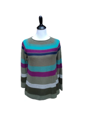 Свитер American Living разноцветный цветной блок РАЗМЕР БОЛЬШОЙ в полоску льняной хлопок - Изображение 1 из 4