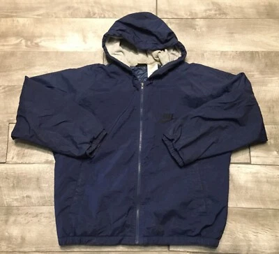Nike Center Back Check Swoosh Mens Blue Zip Windbreaker Jacket Size Med Vintage - Image 1 of 4