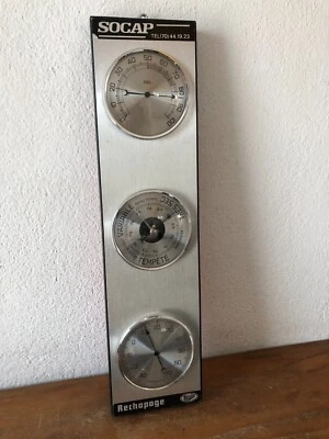 Ancien THERMOMETRE baromètre hygromètre en alu SOCAP    vintage An 70's - Photo 1/4
