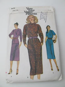 Vintage Vogue patterns 7475 Top Dress Skirt Size 14 (T) - Picture 1 of 7