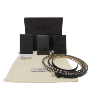 Authentic VALENTINO CARAVANI Rock Studs Belt Black Leather #36633085 - Picture 1 of 12