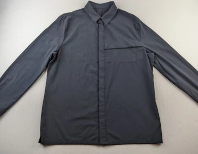 Lululemon 衬衫男式 XL 黑色隐藏纽扣防撕裂长袖领经典 — 第 1/4 张图片