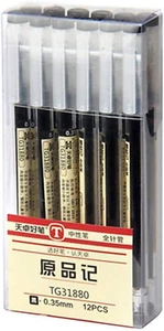 12Pcs 0.35 Mm Black Gel Ink Pens, Extra-Fine Ballpoint Pen, for Office School St - Picture 1 of 12