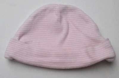 Infant Baby Girls Newborn Carter's Pink White Striped Hat - Image 1 of 2