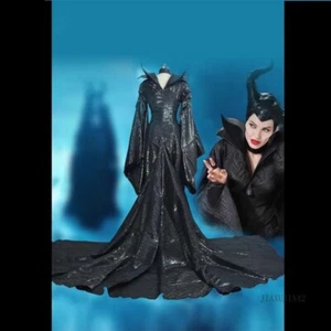 Maleficent Witch Cosplay Costume black Dress Halloween Props Full Set Hat Adults - Picture 1 of 12
