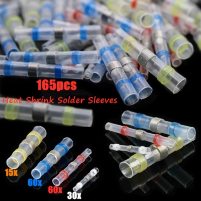 165X Heat Shrink Waterproof Wire Connector 26-10GA Solder Seal Terminal Tin Ring - Image 1 of 4
