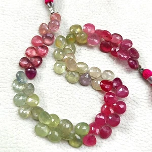 Gemas de zafiro natural multicolor tamaño 7 mm cuentas briolette corte corazón 8,5" - Imagen 1 de 8