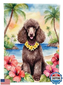 Caroline's Treasures DAC6499GF Chocolate Poodle Luau Garden Flag Mailbox Flag - Picture 1 of 5