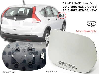 Espejo retrovisor lateral vidrio térmico Honda 2012-2016 CR-V 2016-2022 HR-V lado pasajero Foto 1 de 4