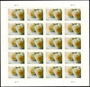 WEDDING ROSES INVITATIONS ANNOUNCEMENTS 2011 US 20 MVF FOREVER STAMP SHEET 4520 - Picture 1 of 2