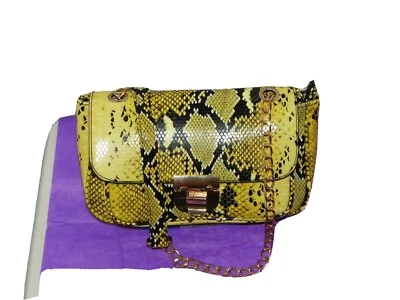 CHARMING CHARLIE YELLOW REPTILE PRINT SHOULDER BAG WITH GOLDTONE ACCENTS - Image 1 of 4