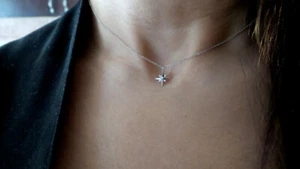 NORTHSTAR NECKLACE 14K WHITE GOLD WITH DIAMOND SI1 G COLOR VARIOUS LENGTHS - Picture 1 of 6