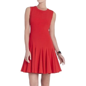 Vestido BCBG Max Azria Kalyn Joya Rojo Osculante Volantes Cremallera Sin Mangas Talla 2 - Imagen 1 de 9