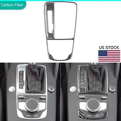 Cubierta del panel de cambio de marchas de consola de fibra de carbono real para Audi A3 S3 RS3 8V 2013-2019 Foto 1 de 4