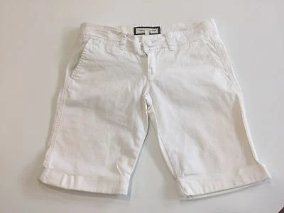 Abercrombie and Fitch Women's STRETCH Shorts SZ 0 Bermuda Walking WHITE CUFFED  - Image 1 of 2