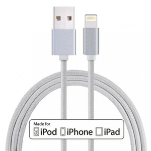 iPHONE iPAD iPOD CERTIFIED MFI 6FT LONG USB CABLE FAST CHARGE POWER CORD BRAIDED - Picture 1 of 6