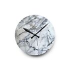 Polished White Marble Print, Acrylic Wall Clock, Analog Clock
