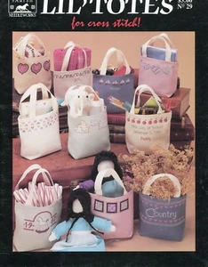 Lil Totes Bags School Bunny Hearts Sailboats Quilt 10 Cross Stitch Pattern 1987 - Picture 1 of 2
