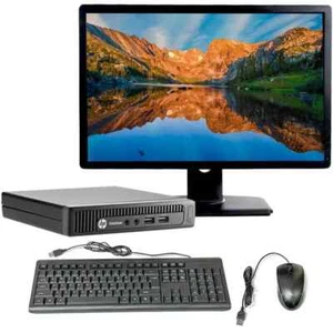 HP AMD Desktop Computer Mini PC 16GB RAM 128GB SSD 22in Monitor Windows 10 Wi-Fi - Afbeelding 1 van 4