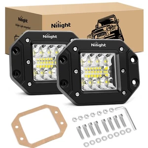 Nilight 2PCS 42W Flush Mount LED Light Pods Upgraded Spot Flood Combo Beam Dr... - Picture 1 of 8