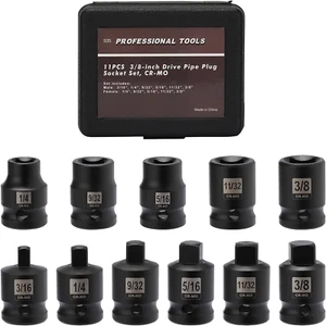 11PCS 3/8" Unità SAE Tubo Spina Presa Set Conica Maschio e Femmina Quadrata Drive Cha - Foto 1 di 12