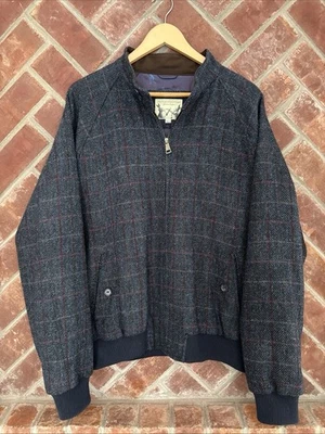 Chaqueta de bombardero Harrington PETER CHRISTIAN Harris Tweed 42 azul lana ventana Foto 1 de 4